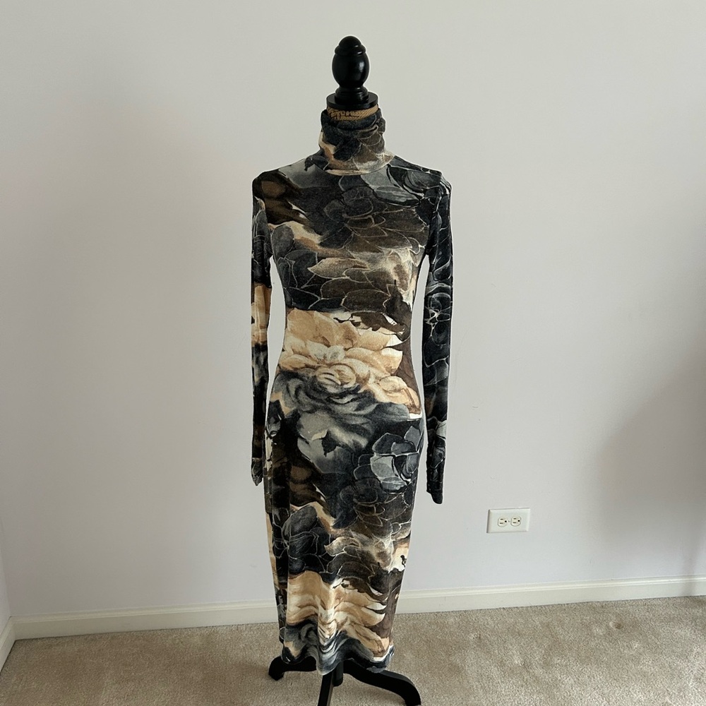 Cache Black and Cream Floral Maxi Dress